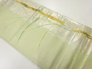 アンティーク　竹に草葉模様織出し袋帯（材料）
